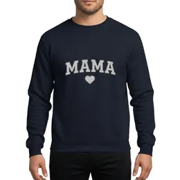 Moms' Bold Varsity MAMA Muted Taupe Grey & Charcoal Outline Geometric Heart Sweatshirt