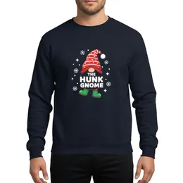 Christmas Family Group Playful Red Green Hunk Gnome, Striped Hat, Polka Dots, Confident Green Boots, Snowflakes Stars Black Sweatshirt