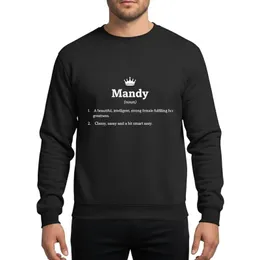 Women's Empowering White Crown Mandy Name Definition Dictionary Style Typographic Art Sweatshirt