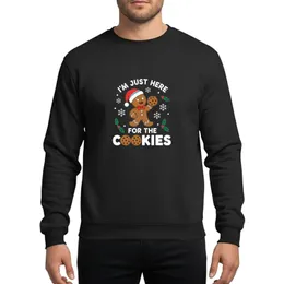 Christmas Cookie Lovers' Whimsical Gingerbread Man, Red Santa Hat, Cookie Text, White Icing, Black Background Festive Humor Sweatshirt