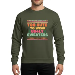 Holiday Enthusiasts' Retro 'Too Cute' Orange Pink Green Teal Festive Geometric Anti-Ugly Sweater Design Sweatshirt