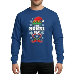 Christmas Grandmas Whimsical Hand-Drawn Red Elf Hat Green Shoes Striped Legs 'NONNI ELF' Snowflakes Sweatshirt