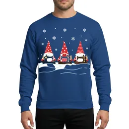 Crafters' Whimsical Red Gnomes Sewing & Quilting on Snowy Black Christmas Background Sweatshirt