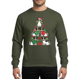 Rat Terrier Lovers' Whimsical Five-Dog Christmas Tree with Festive Red Green Gold Holiday Decor Sweatshirt