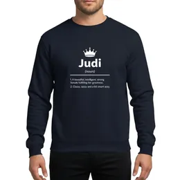 Women's White Empowering Crown Judi Name Definition Dictionary Style Graphic Sweatshirt
