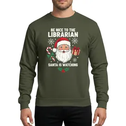 Librarian & Book Lover Vintage Distressed Christmas Santa Claus Red White Green Holly Candy Cane Festive Message Sweatshirt