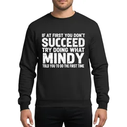 Women's Bold Distressed White Mindy Name Quote Typography Vintage Athletic Style Sweatshirt