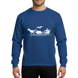 Family Christmas Whimsical White Vector Dinosaurs Pulling Santa's Sleigh Starry Trail Sweatshirt