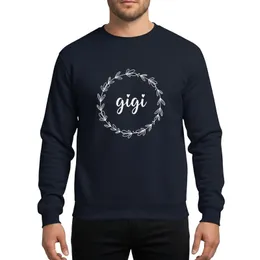 Grandmothers' Elegant White 'Gigi' Script with Heart Accent, Minimalist Floral Wreath Sweatshirt