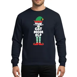 Cat Mom Women's Red Green Elf Figure White Cat 'THE CAT MOM ELF' Holiday Design Sweatshirt