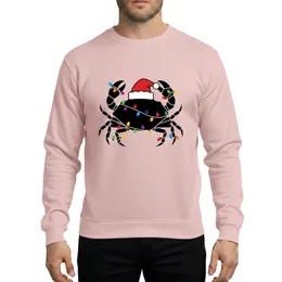 Crabbing Fishermen's Festive Black Crab Red Santa Hat Multi-Color Christmas Lights Sweatshirt