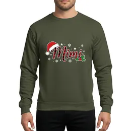 Grandmothers' Elegant Script Mimi Red Black Buffalo Plaid Santa Hat Holly Snowflakes Sweatshirt