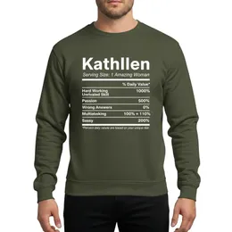 Personalized Gift Lovers' White Typographic Kathleen Nutrition Label Parody with Humorous Daily Values Sweatshirt