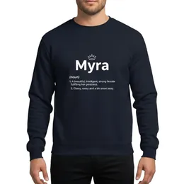 Women's White Myra Name Definition Sassy Empowering Crown Typography Sweatshirt