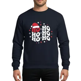 Christmas Lovers' Vibrant Red White Ho Ho Ho Wavy Stacked Text Santa Hat Stars Snowflakes Sweatshirt