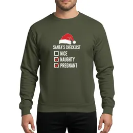 Women's Distressed Grunge Red White Santa Checklist Pregnant Holiday Announcement Sweatshirt