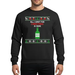 Korean Soju Culture Fans' Festive Red Green White Pixel Knit Christmas Text & Bottle Art Sweatshirt