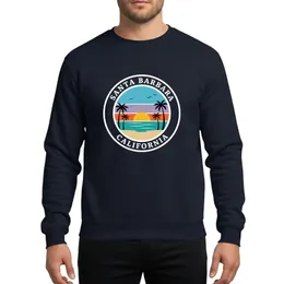 Coastal Lifestyle Fans' Santa Barbara California Retro Beach Sunset Palm Tree Silhouettes Flat Color Art Sweatshirt