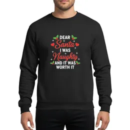 Christmas Humor Lovers' White Block Red Script Naughty Santa Quote Holly & Heart Accents Sweatshirt