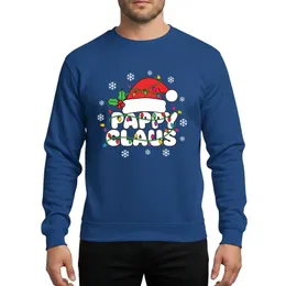 Grandpa's Vibrant Red White Green PAPPY CLAUS Text Santa Hat Christmas Lights Holly Snowflakes Holiday Outline Graphic Sweatshirt