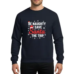 Holiday Humor Enthusiasts' Festive Red Script Santa White Text Snowflake Star Pattern Sweatshirt