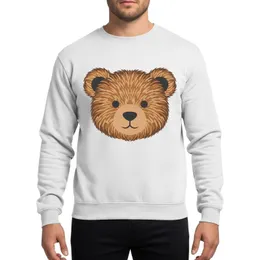Cute Style Enthusiasts' Illustrative Teddy Bear Face with Layered Caramel, Tan, Espresso Brown Fur and Flat Charcoal Eyes Sweatshirt