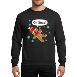 Christmas Lovers' Oh Snap Gingerbread Man, Cartoon Broken Cookie, Red Hat Green Buttons, Icy Blue Snowflakes Sweatshirt