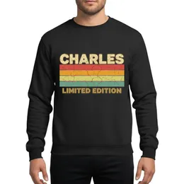 Vintage Style Admirers Retro 'Charles' Distressed Beige Typographic Five Muted Stripe Grunge Design Sweatshirt