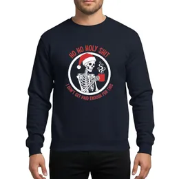 Humorous Holiday Fans' Distressed Hand-Drawn White Skeleton Red Santa Hat Steaming Mug Circle Design Sweatshirt