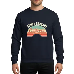 California Lovers' Vintage Retro Santa Barbara Collegiate Cream Off-White Text California Script Abstract Sunset Teal Olive Red-Orange Waves Sweatshirt