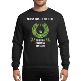 Alternative Holiday Celebrators Distressed White Merry Winter Solstice Wreath & Holly Graphic Magenta Art Sweatshirt