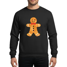 Christmas Lovers' Geometric Mosaic Gingerbread Man Warm Orange-Brown Red Bow Tie White Zigzag Icing Sweatshirt
