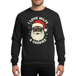 Men's Distressed Retro African-American Santa Sunglasses Vibrant Red Hat Off-White Beard Cookies Illustration Sweatshirt