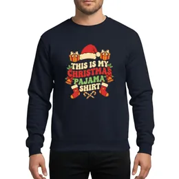 Christmas Lovers' Retro Typographic Festive Phrase, Santa Hat, Gift Boxes, Stockings, Candy Canes in Red Green Yellow Sweatshirt