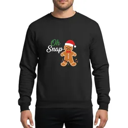 Family Holiday Humor Whimsical Snapped Gingerbread Man Red Santa Hat Green White Oh Snap Text Sweatshirt