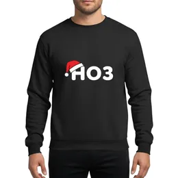 Holiday Humor Enthusiasts White HO3 Red Santa Hat atop H Bold Flat Christmas Graphic Sweatshirt