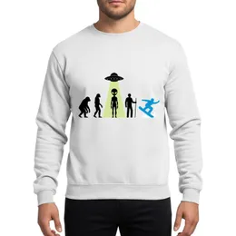 Snowboarding Enthusiasts' Minimalist Evolution Sequence Black Silhouettes Green-Eyed Alien Blue Snowboarder Sweatshirt
