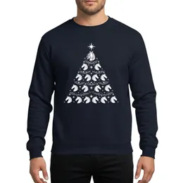 Equestrian Lovers' Elegant White Line Art Sparkling Horse Head Christmas Tree Illustration Sweatshirt