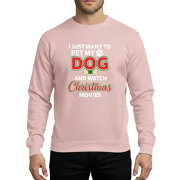 Pet Lovers' & Christmas Movie Fans' Whimsical Dog Paw Print & Festive Red Green Outline Christmas Lettering Sweatshirt