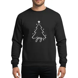 Christmas Enthusiasts Minimalist White Line Art Christmas Tree Five-Pointed Star Calligraphic Joy Script Snowflake Sweatshirt