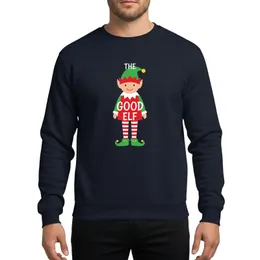 Christmas Group Cheerful Green & Red Cartoon Elf Design with Striped Socks and Whimsical 'THE GOOD ELF' Text Sweatshirt
