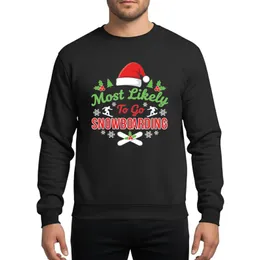 Snowboarding Fans' Illustrative Festive Winter Humor with Santa Hat Holly Snowflakes Bright Green Red Text Sweatshirt