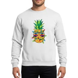 Holiday Lovers' Golden Pineapple Aviator Sunglasses Tropical Sunset Lenses Green Christmas Lights Festive Vector Art Sweatshirt