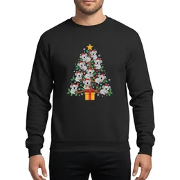 Family Holiday Fans' Playful Gray Koala Christmas Tree Red Santa Hats Green Leaves Multi-Color Lights Orange Star Sweatshirt