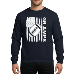 Gramps' Patriotic Distressed American Flag Vintage Football Black & White Design Sweatshirt