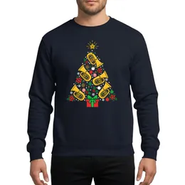 Music Lovers' Golden Yellow Red Green Brass Instrument Christmas Tree with Poinsettias Holly Star Gift Box Sweatshirt