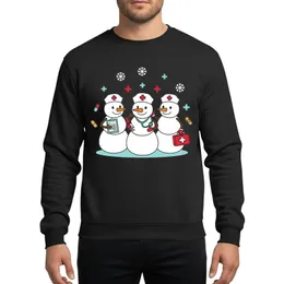 Nurses & Healthcare Professionals' Whimsical Christmas Snowmen Nurse Crew Red Cross Teal Stethoscope Festive Holiday Sweatshirt