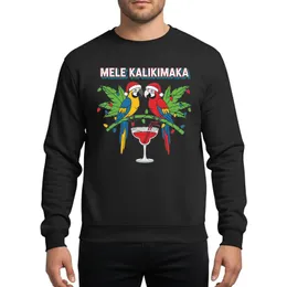 Tropical Vacationers' Vibrant Yellow Red Macaw Santa Hat Christmas Lights Margarita Mele Kalikimaka Design Sweatshirt