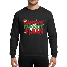 Fijian Christmas Enthusiasts' Distressed Red Green Santa Hat Hibiscus Snowflake Typographic Design Sweatshirt