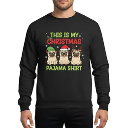 Pug Lovers' Whimsical Cartoon Pugs Festive Christmas Red Green Fawn Holiday Hats & Snowflakes Sweatshirt